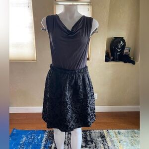 Ann Taylor Loft Gray Full Skirt Cowl Neck Dress sz 4